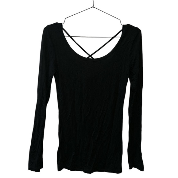 NWT American Dream Black Long Sleeve Cross Back Top - Size XS - Picture 1 of 3
